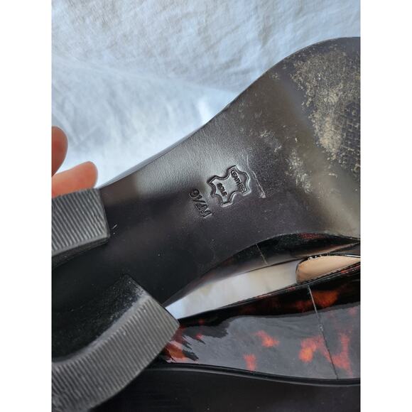 Tory Burch Tortoise Shell Patent Leather Heeled Loafers Size 9.5 - Picture 11 of 16